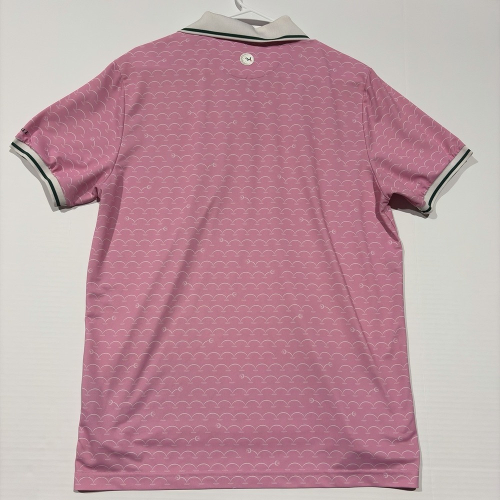 Waggle Golf Polo Shirt Men's Large Pink Golf Print Performance Short Sleeve L - Picture 2 of 8